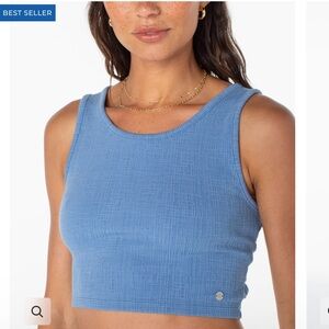 Roxy Women’s Good Keepsake Cropped Tank Top Blue Size Medium (g1)